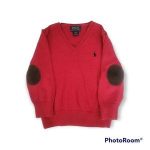 Boys Polo Ralph Lauren Pullover Sweater Size 2T Elbow Patches Pony Logo Red
